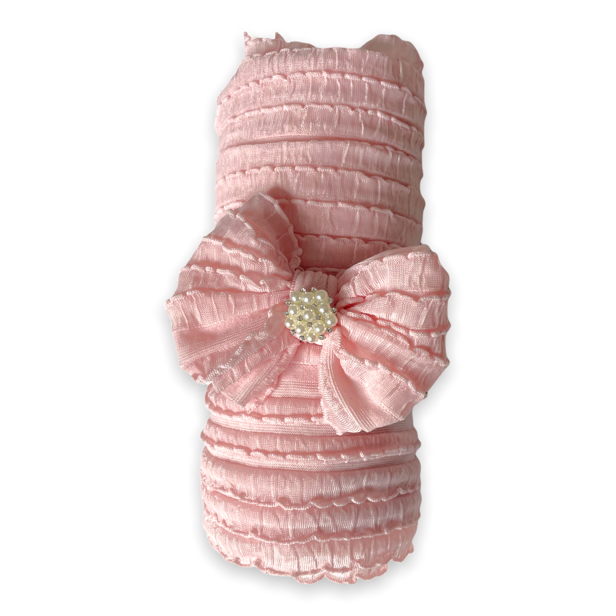 Ruffled Swaddle and Pearl Mini Headband Set