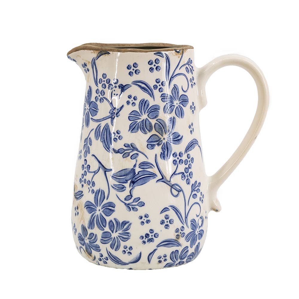 6.5x4.5x7" Delft Blossom Ceramic Pitcher