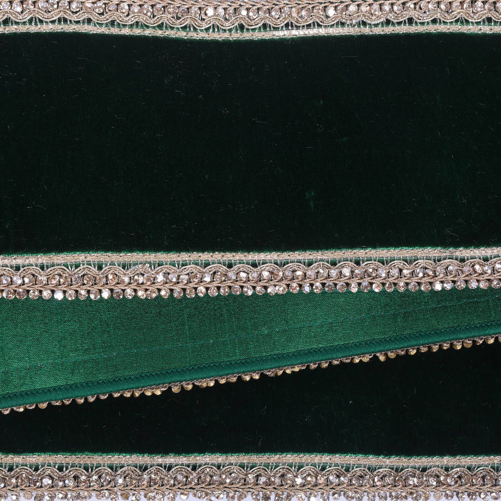 4"x5yd Emerald Velvt Champgne Jewel Trim