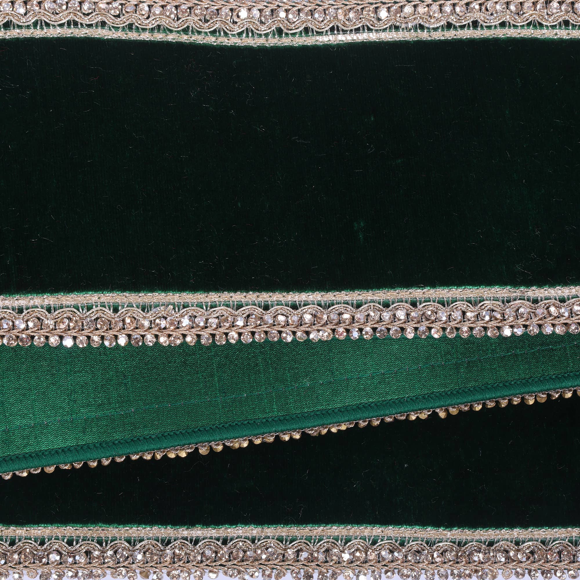 4"x5yd Emerald Velvt Champgne Jewel Trim