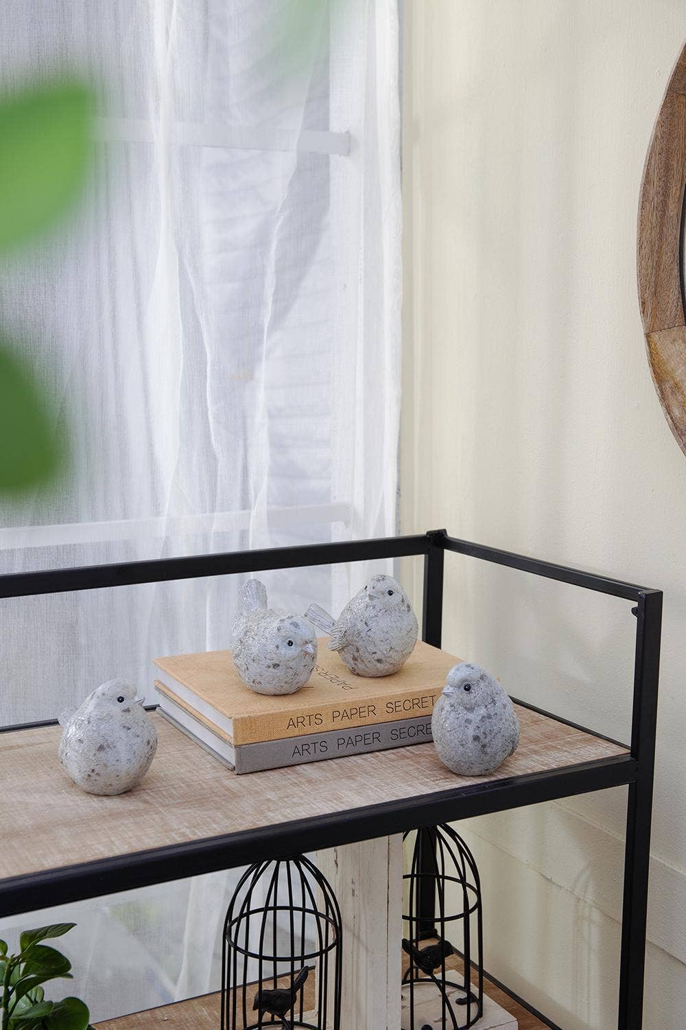 S/4 4.7x2.7x4"H Resin Sparkly Snow Bird 16S/CTN