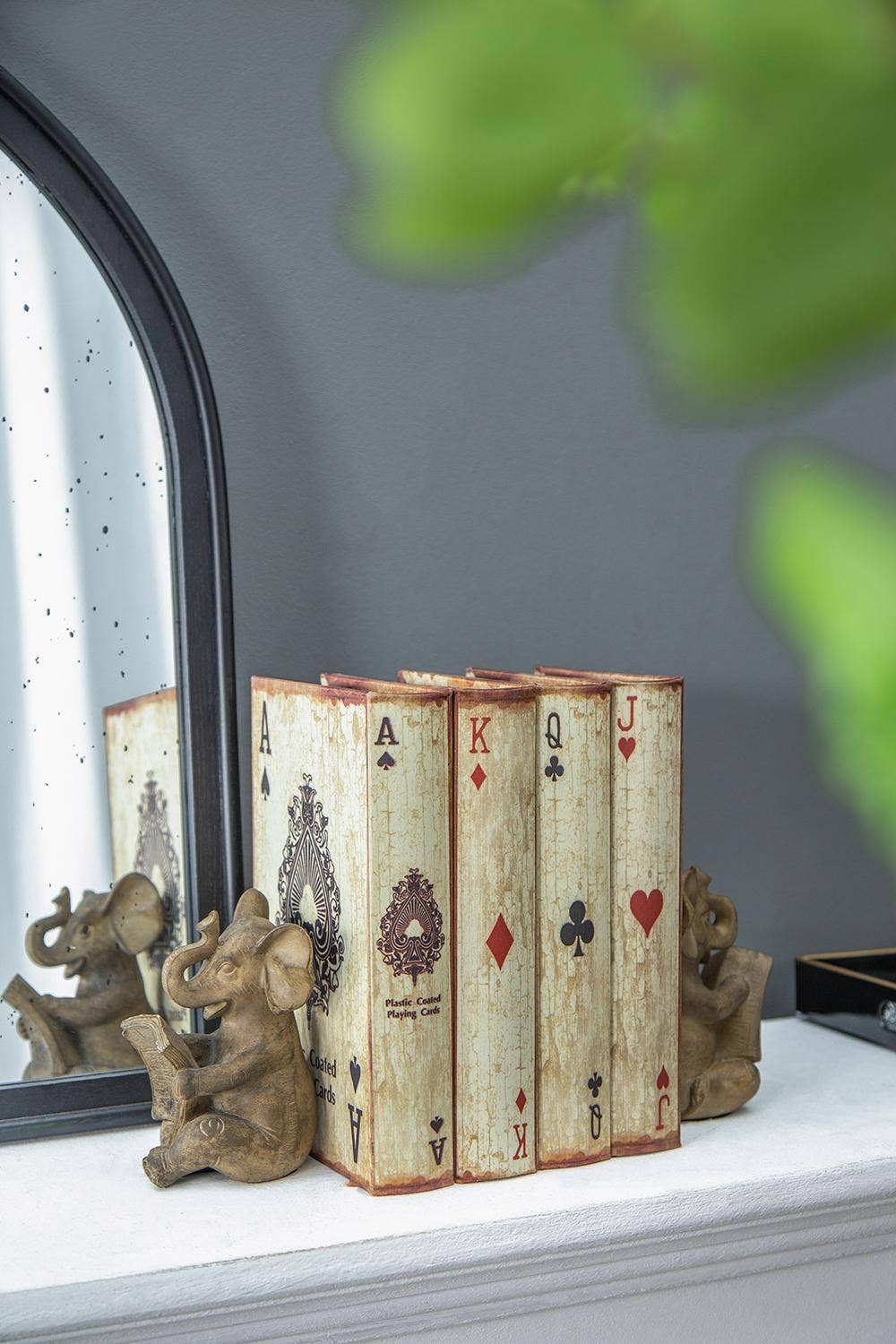 S/2 4.3x4x6" Polyresin Elephant Bookends - Brown