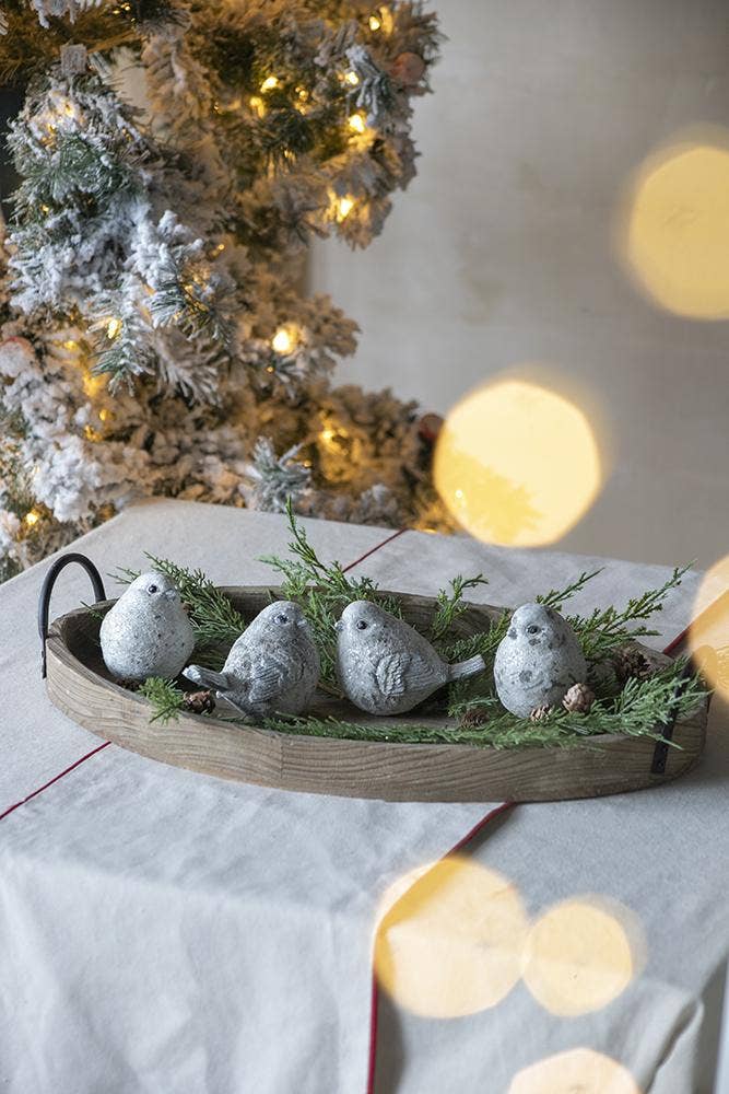 S/4 4.7x2.7x4"H Resin Sparkly Snow Bird 16S/CTN