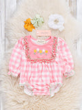 Petal Check Embroidered Ruffle Bubble