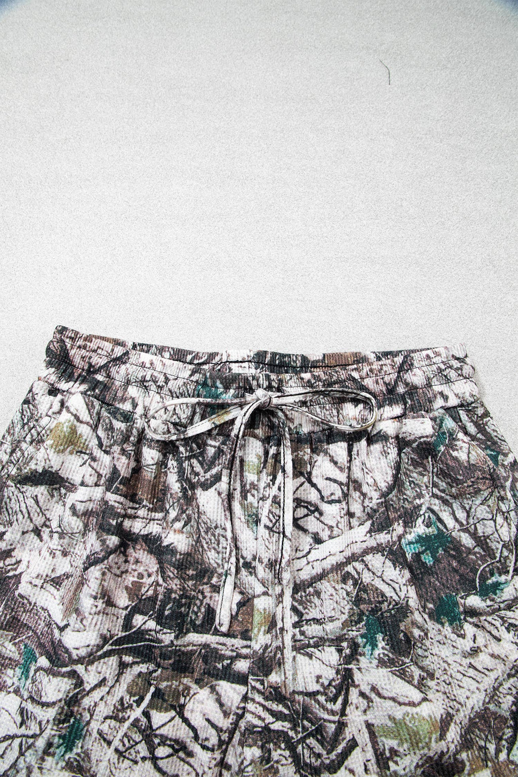 OMG! Camo Long Sleeve Top and Elastic Waist Shorts Set