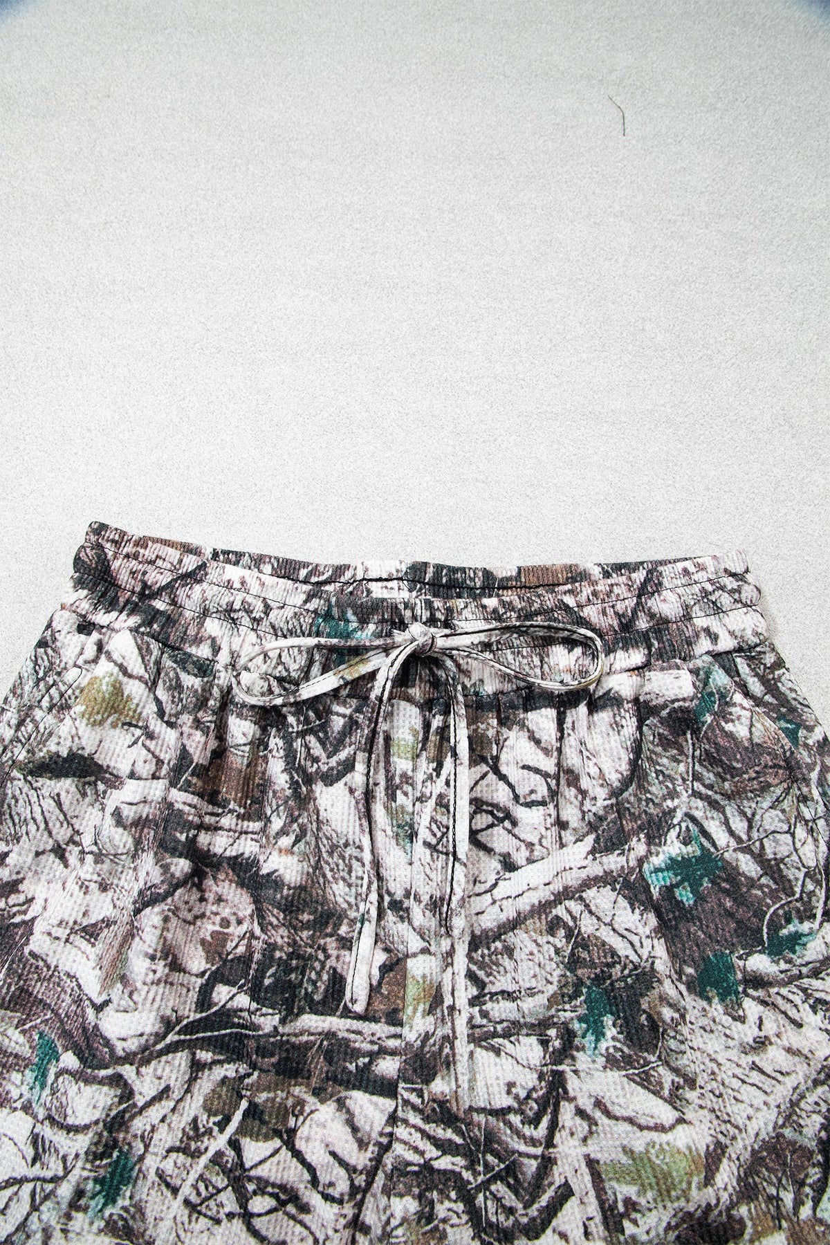 OMG! Camo Long Sleeve Top and Elastic Waist Shorts Set