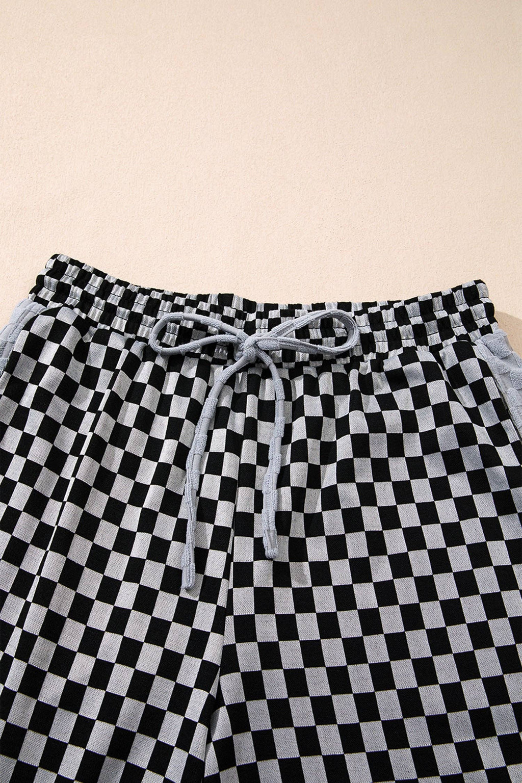 OMG! Checker Drawstring Waist Wide Leg Pants