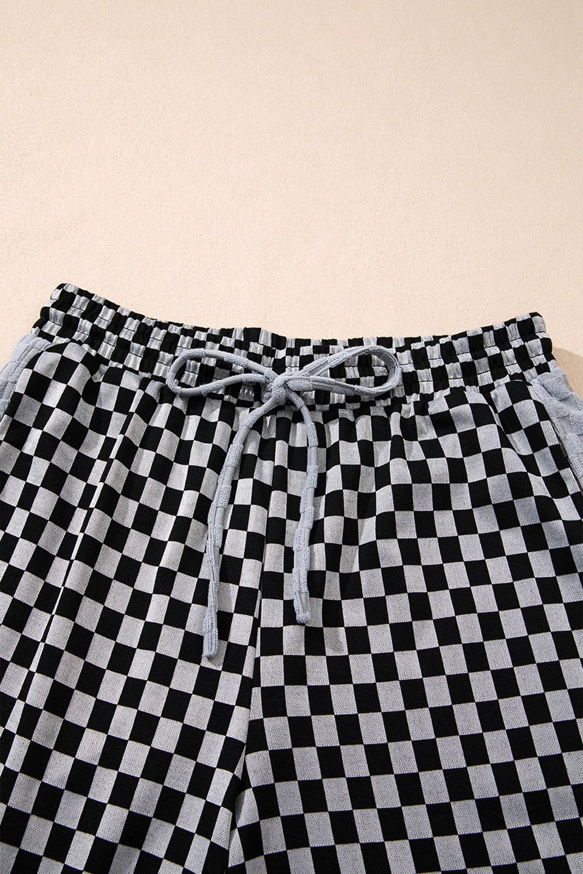 OMG! Checker Drawstring Waist Wide Leg Pants
