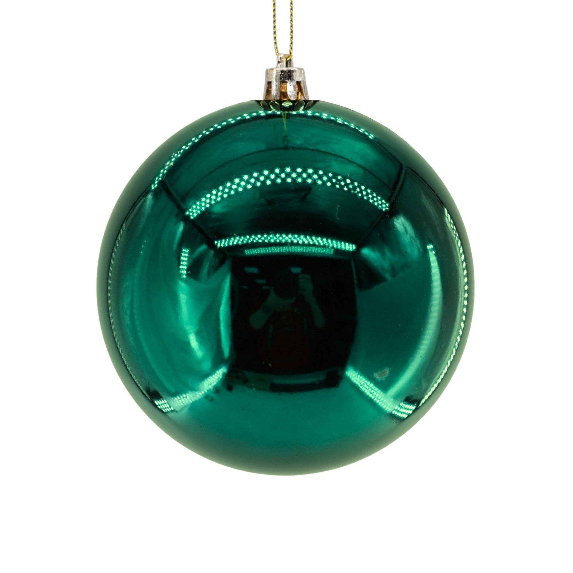 Plastic Shiny Finish Ball Ornament 4" - Emerald