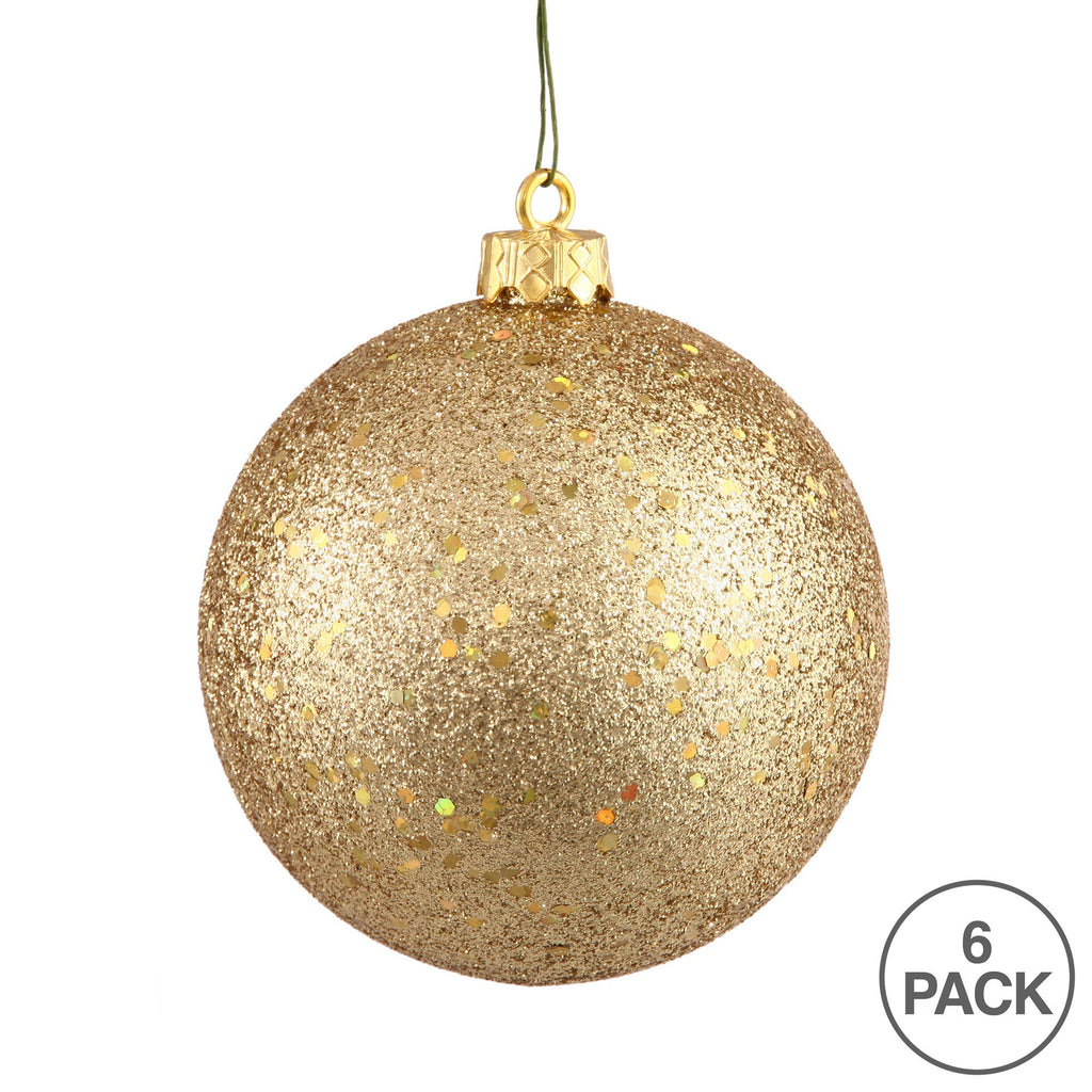 Vickerman 4" Gold Sequin Ball Ornament, 6 per Bag