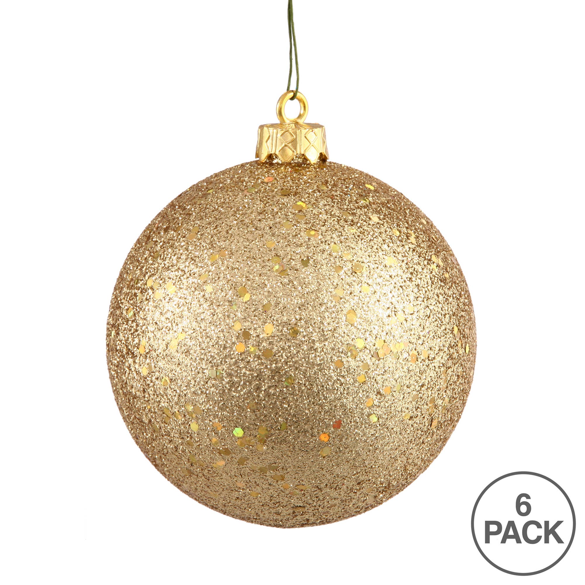 Vickerman 4" Gold Sequin Ball Ornament, 6 per Bag
