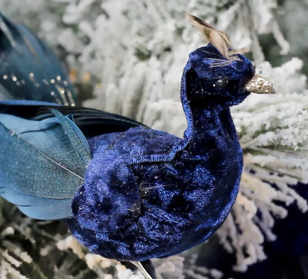 Navy Blue Peacock Ornament