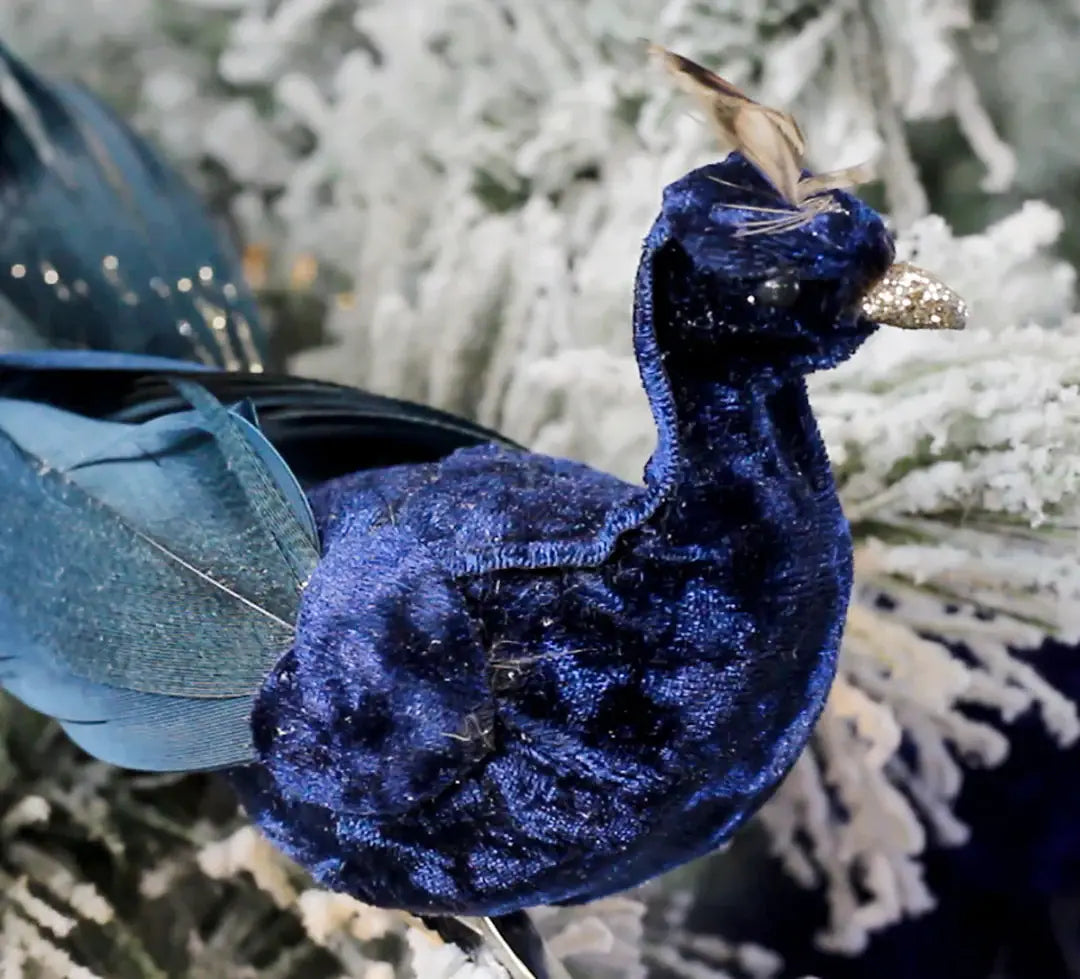 Navy Blue Peacock Ornament