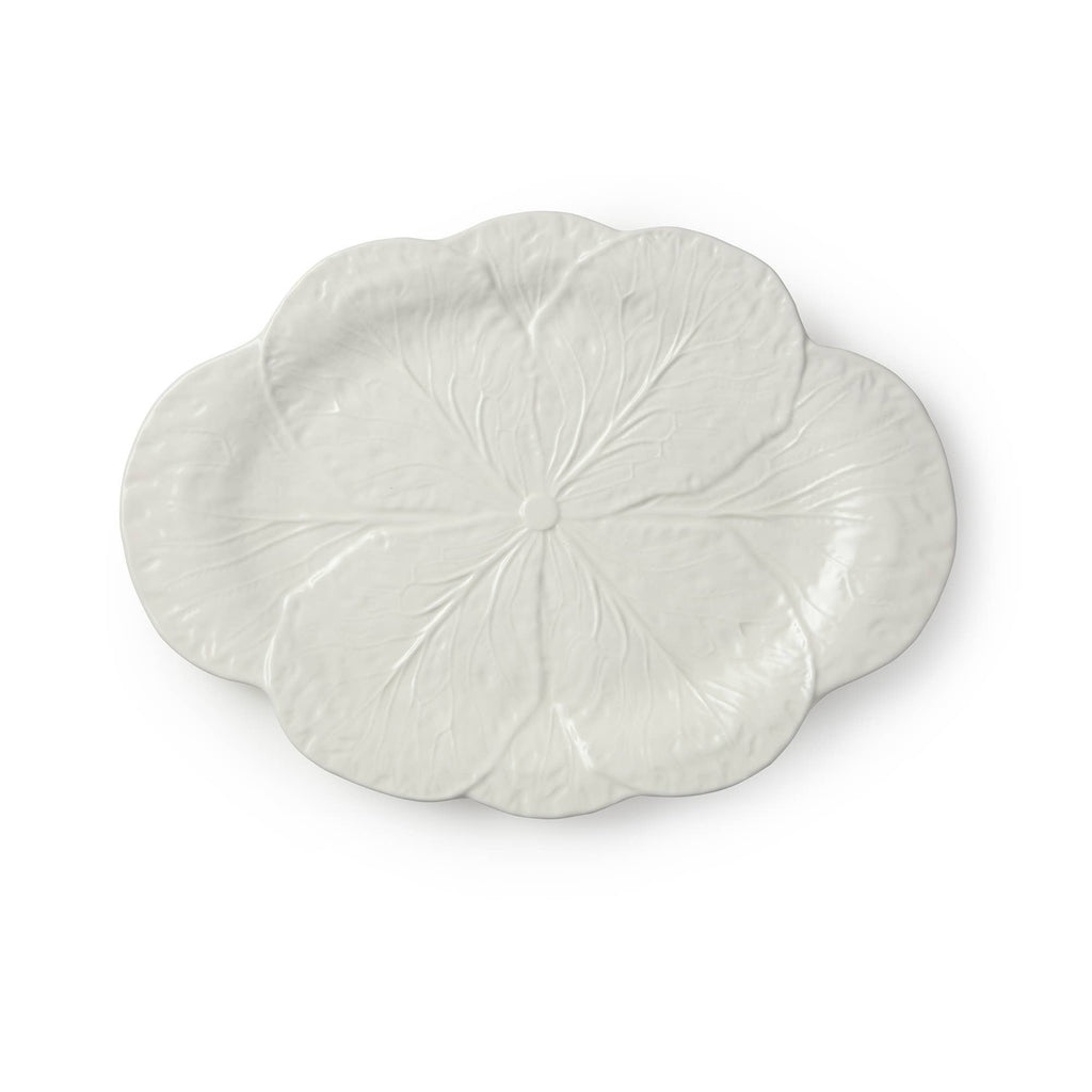 Le Jardin White Cabbage 3-D Oval Platter 17 in x 12.5 in