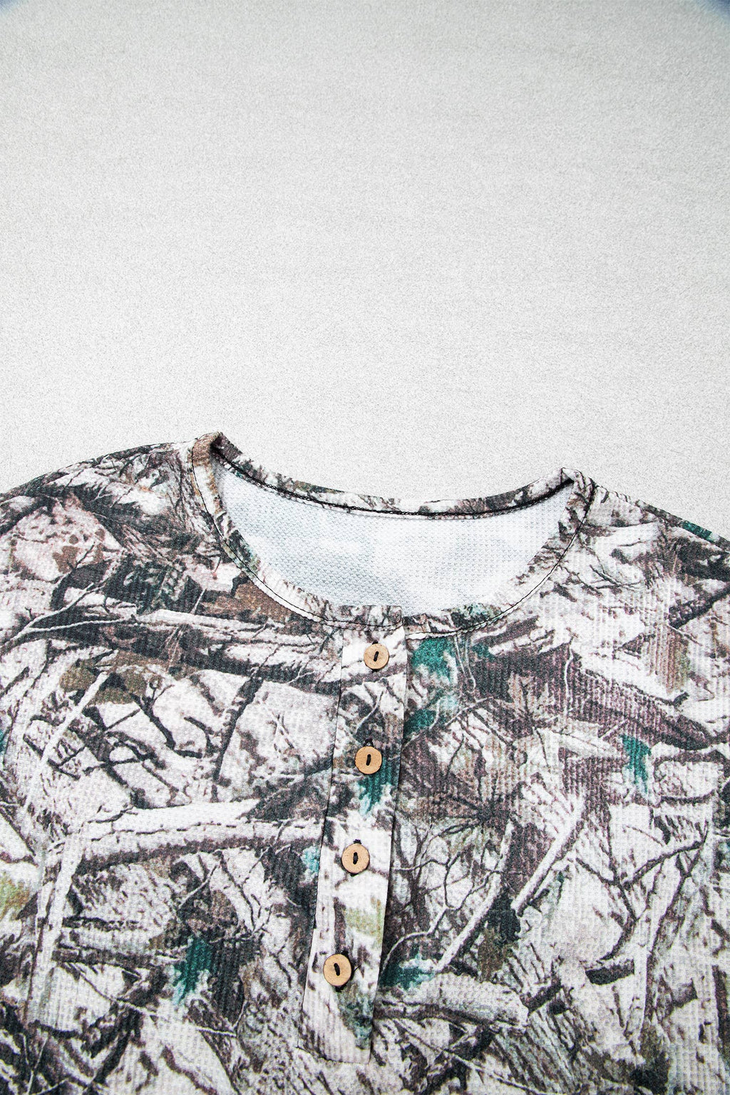 OMG! Camo Long Sleeve Top and Elastic Waist Shorts Set